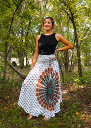 White Mandala Maxi Skirt