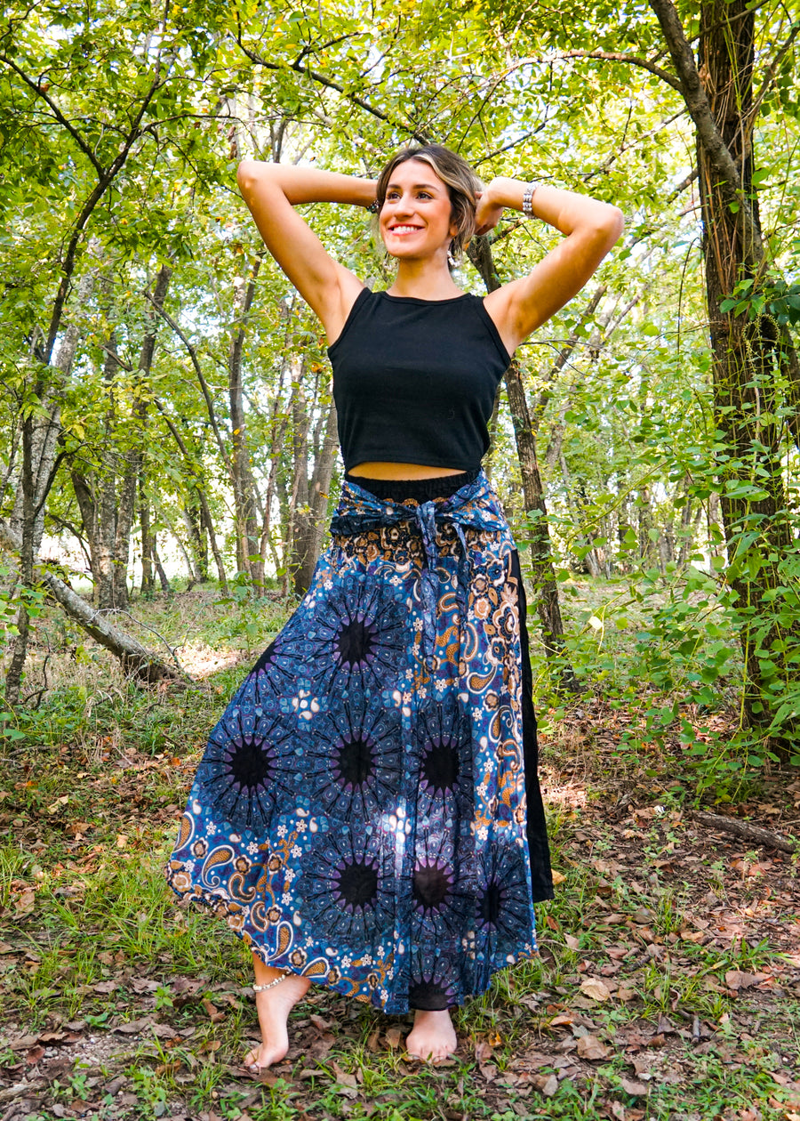 Blue Mandala Maxi Skirt