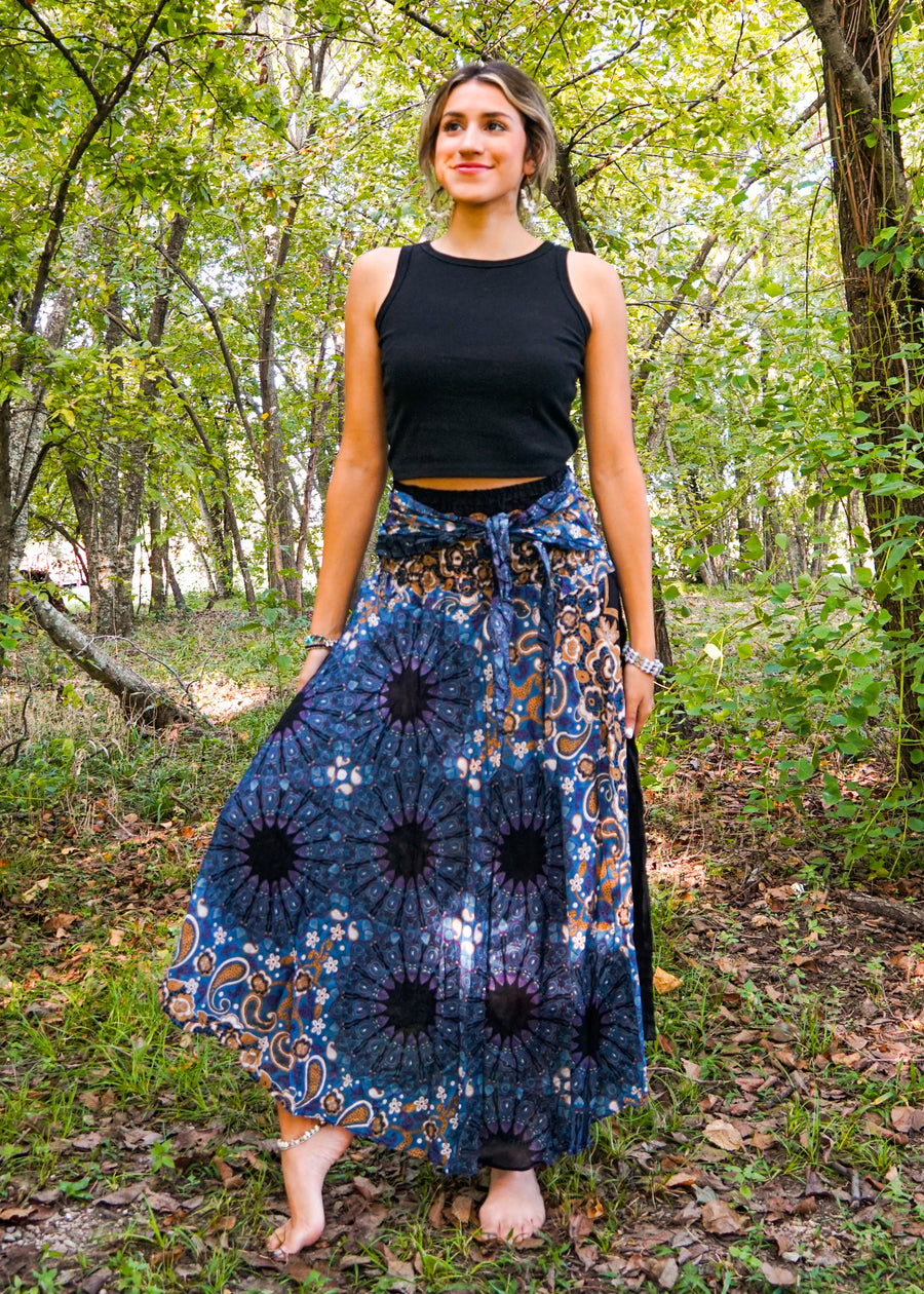 Blue Mandala Maxi Skirt