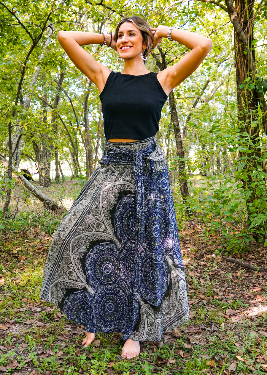 Green Mandala Maxi Skirt