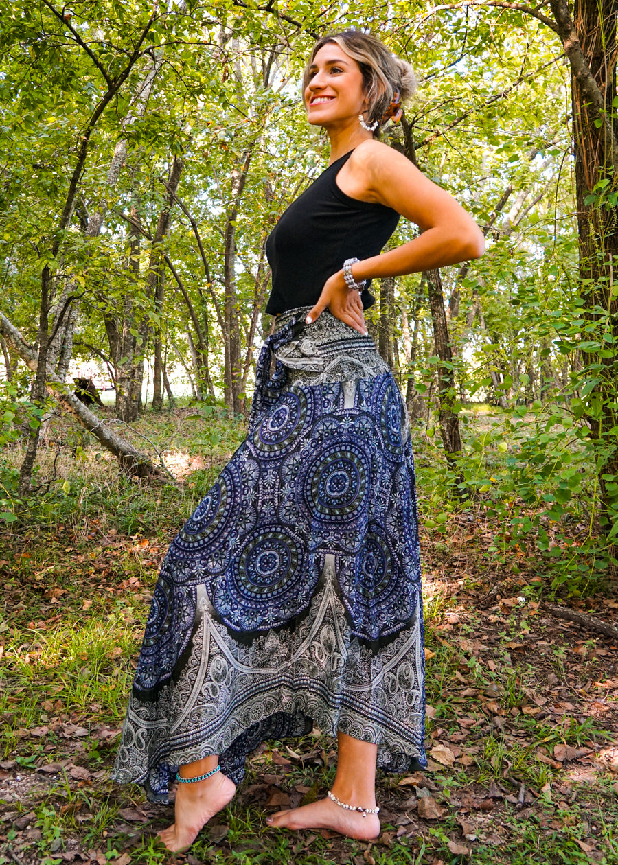 Green Mandala Maxi Skirt