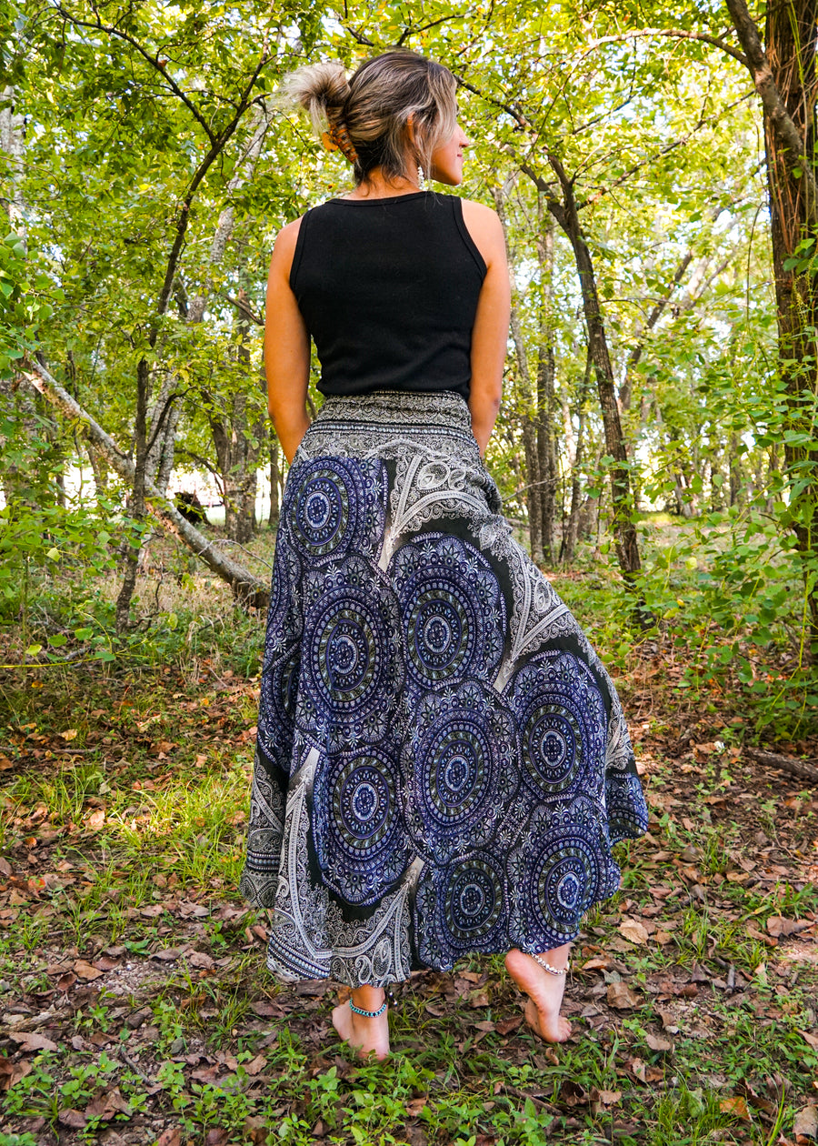 Green Mandala Maxi Skirt