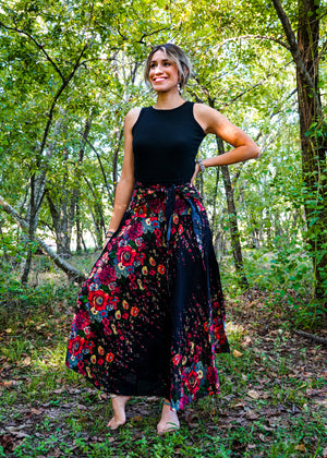 Black Floral Maxi Skirt