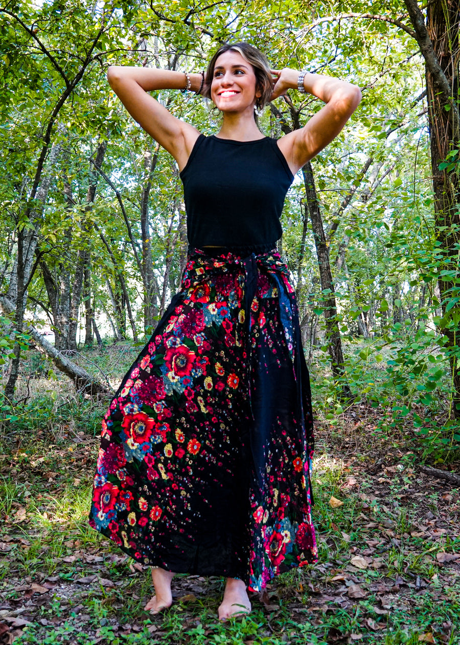 Black Floral Maxi Skirt