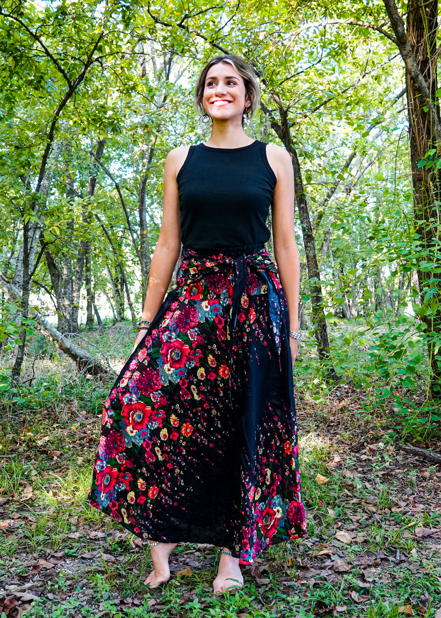 Black Floral Maxi Skirt