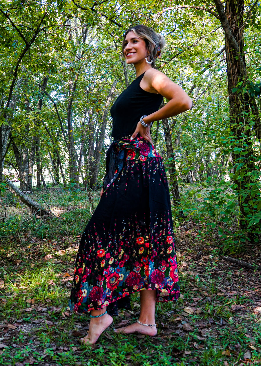 Black Floral Maxi Skirt