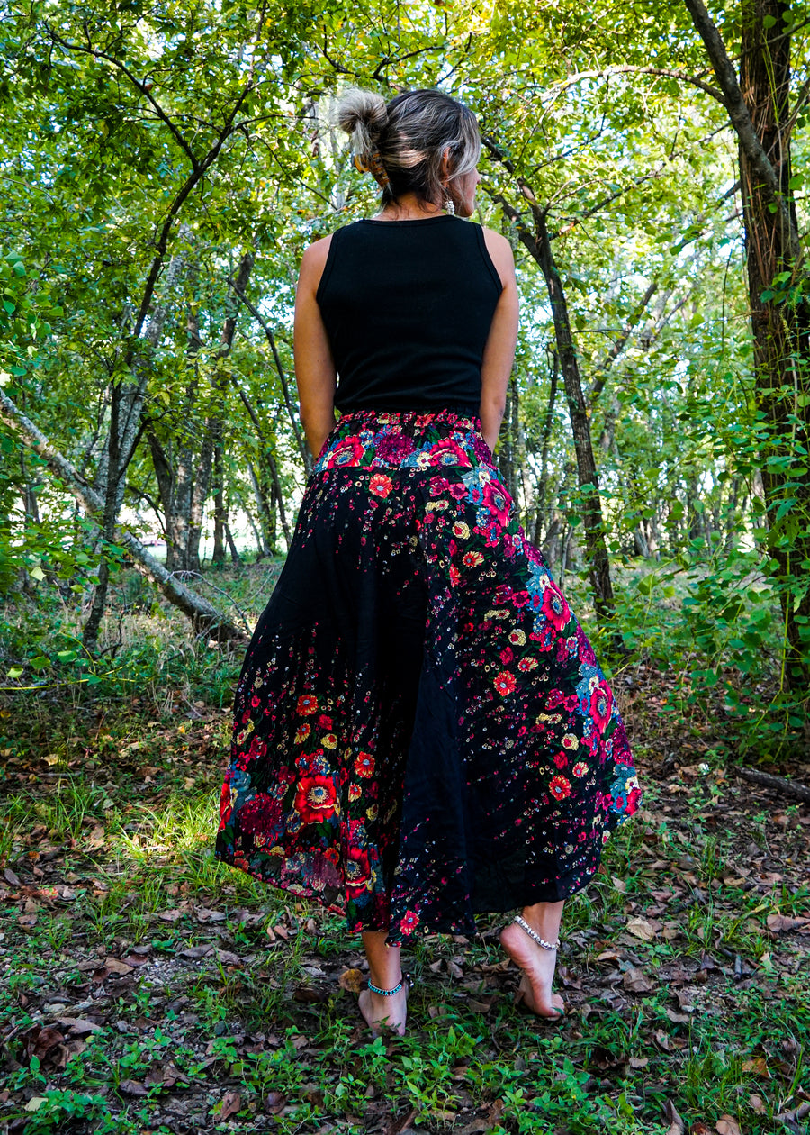 Black Floral Maxi Skirt