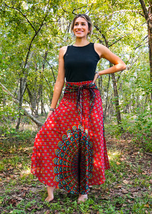 Red Mandala Maxi Skirt