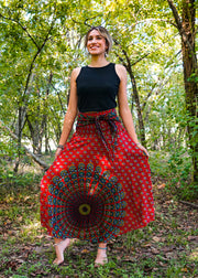 Red Mandala Maxi Skirt