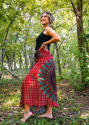 Red Mandala Maxi Skirt