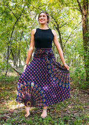 Dark Blue Mandala Maxi Skirt