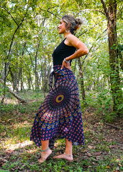 Dark Blue Mandala Maxi Skirt