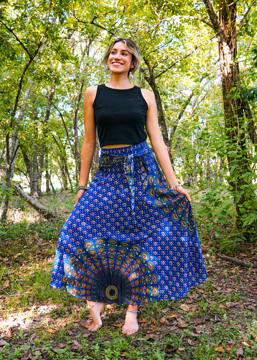 Light Blue Mandala Maxi Skirt