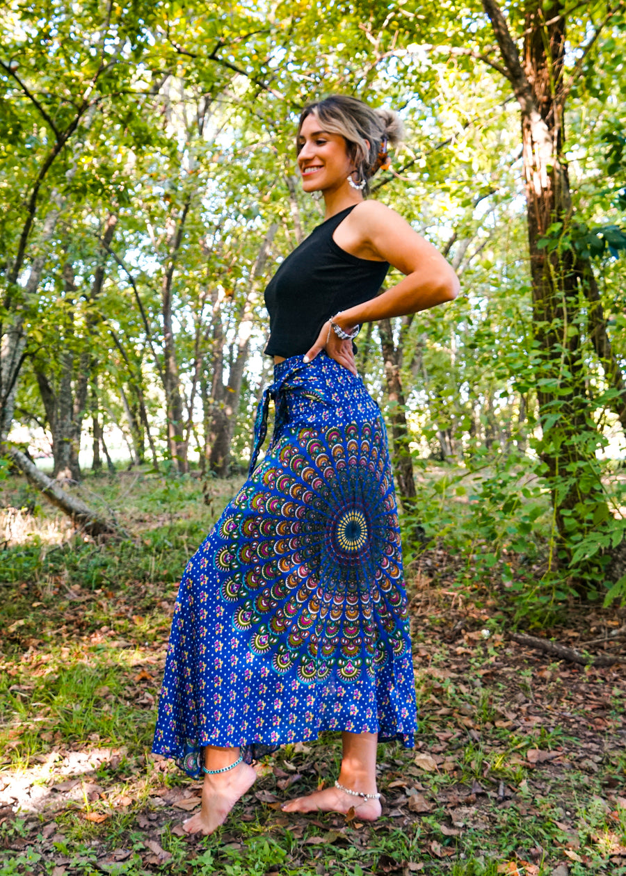 Light Blue Mandala Maxi Skirt