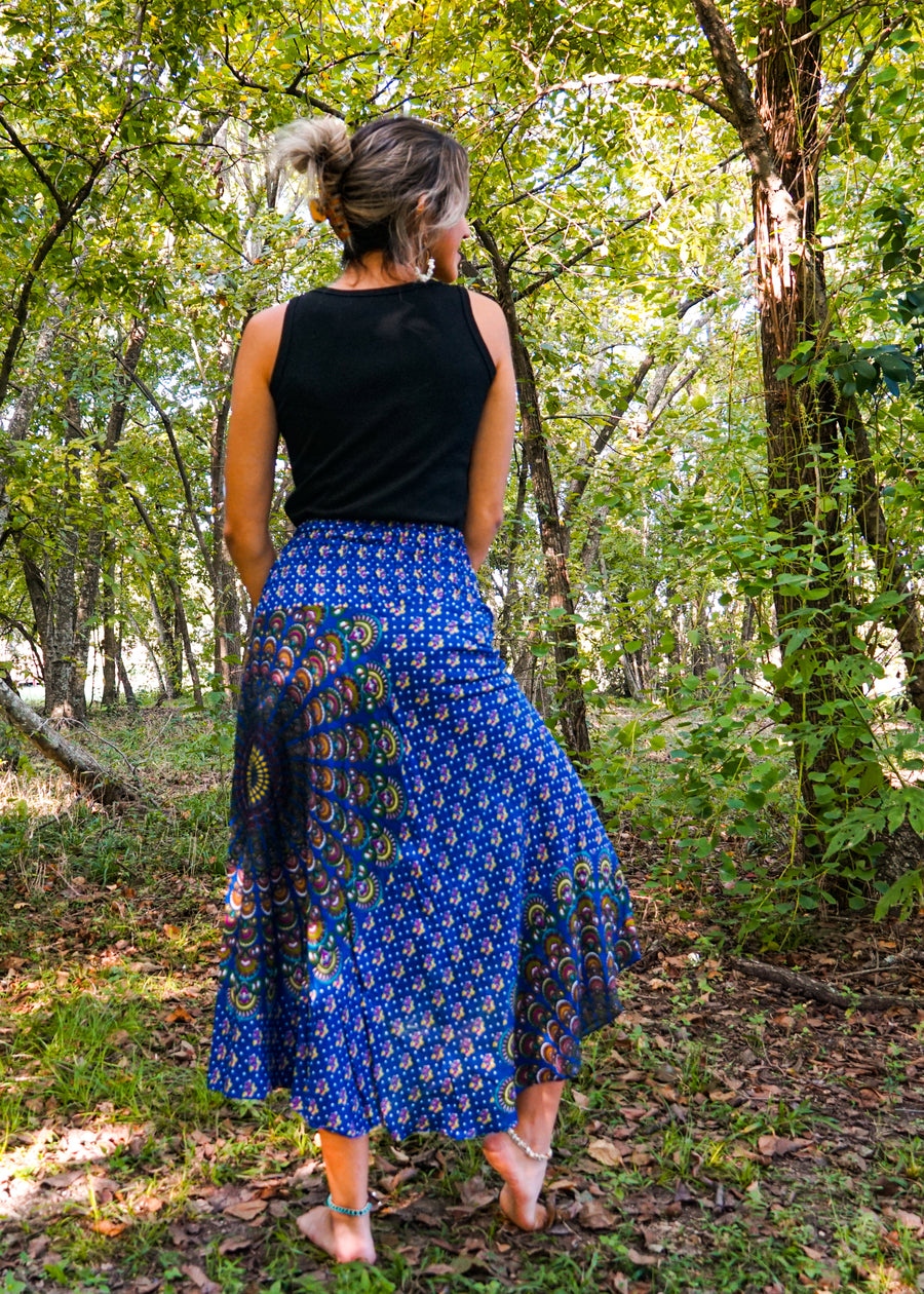 Light Blue Mandala Maxi Skirt