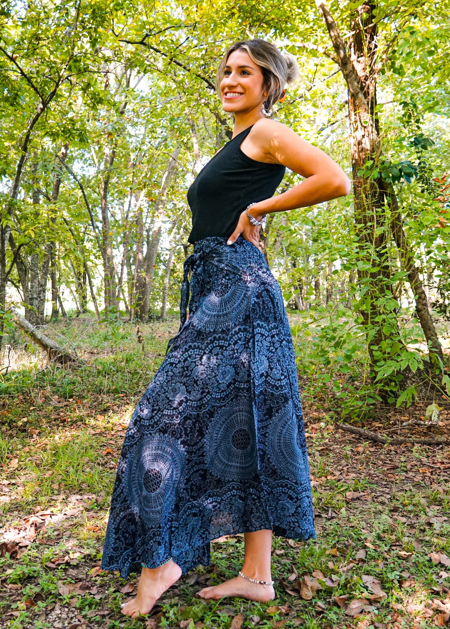 Black Mandala Maxi Skirt