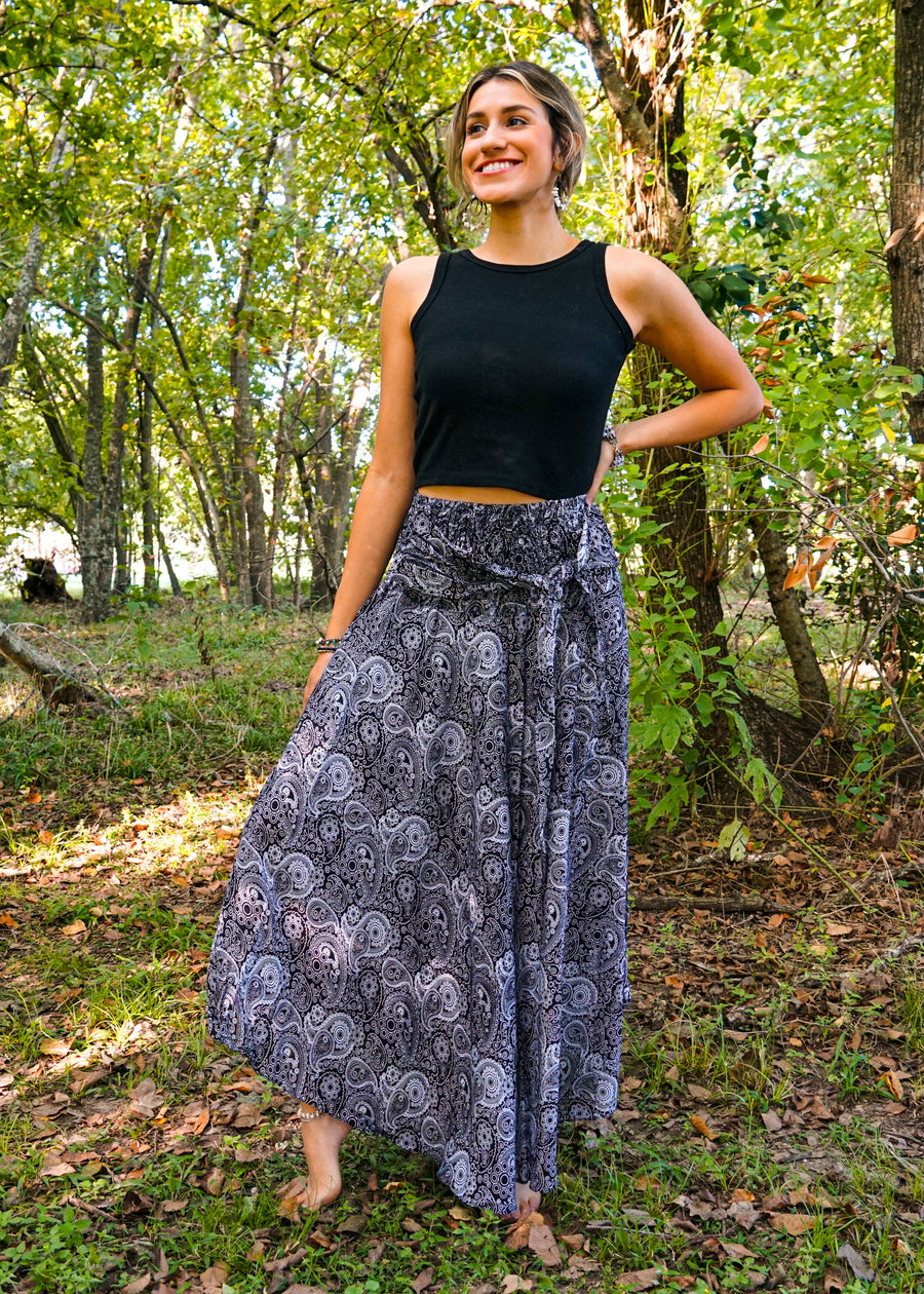 Black Paisley Maxi Skirt