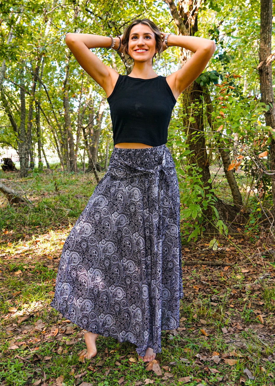 Black Paisley Maxi Skirt