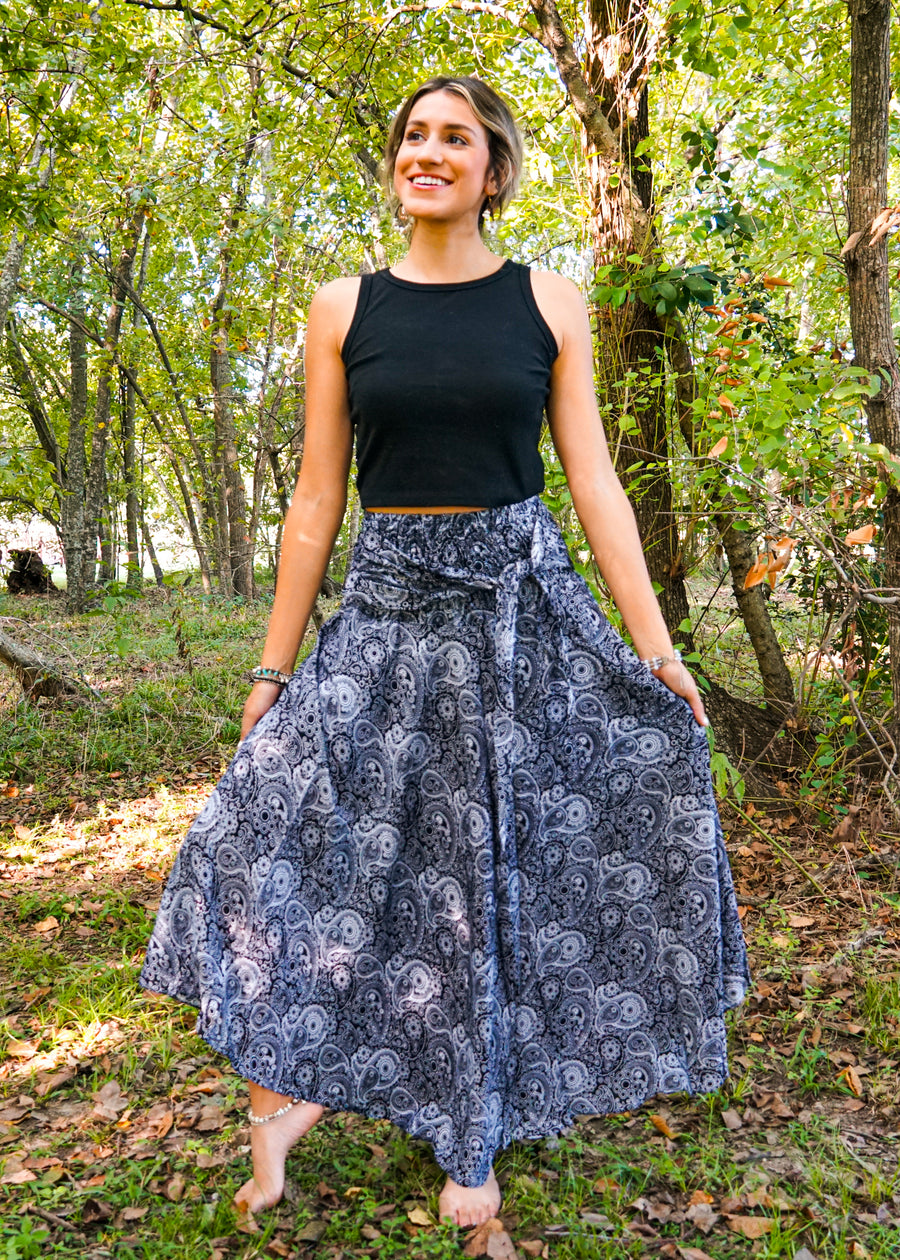 Black Paisley Maxi Skirt