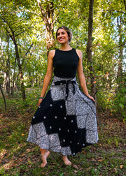 Black Mountain Mandala Maxi Skirt