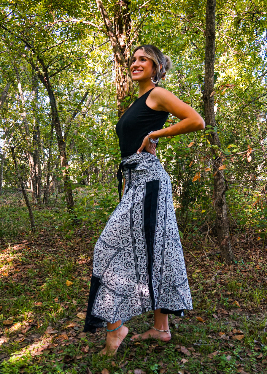 Black Mountain Mandala Maxi Skirt