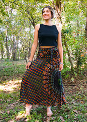 Black Mandala Maxi Skirt