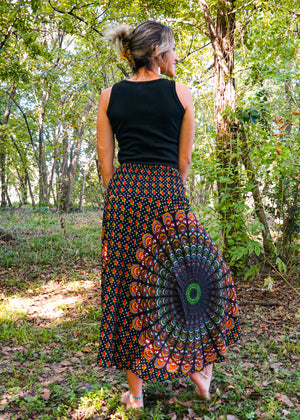 Black Mandala Maxi Skirt