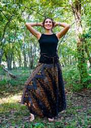 Black Peacock Maxi Skirt