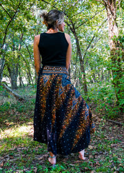 Black Peacock Maxi Skirt