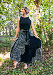 Black Lotus Maxi Skirt