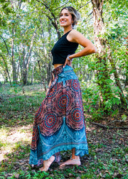 Turquoise Mandala Maxi Skirt