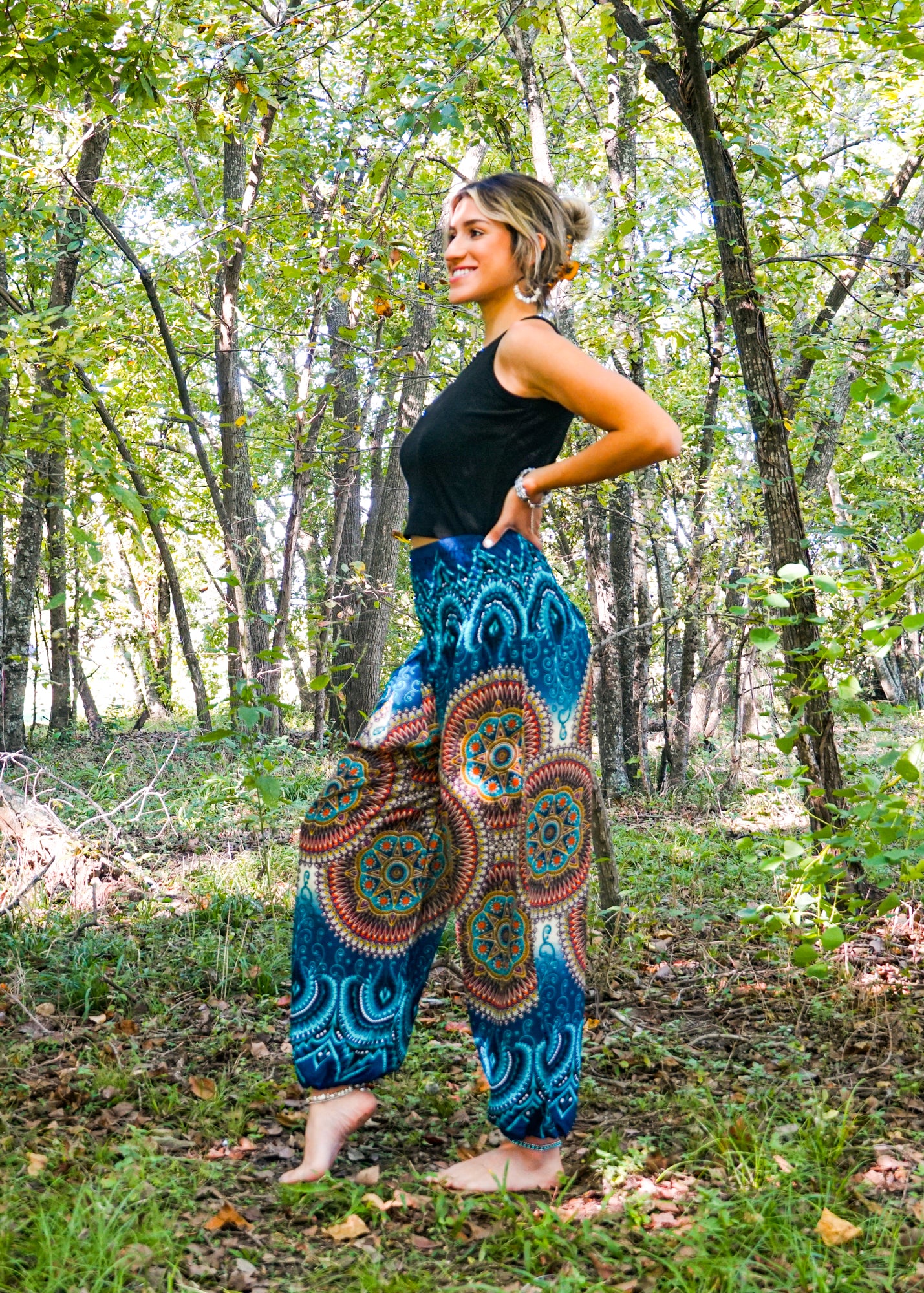 Turquoise Psychedelic Star Harem Pants