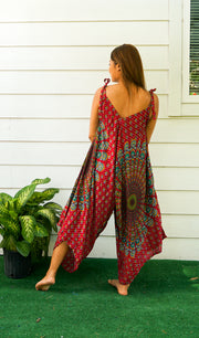 Burgundy Psychedelic Mandala Jumpsuit