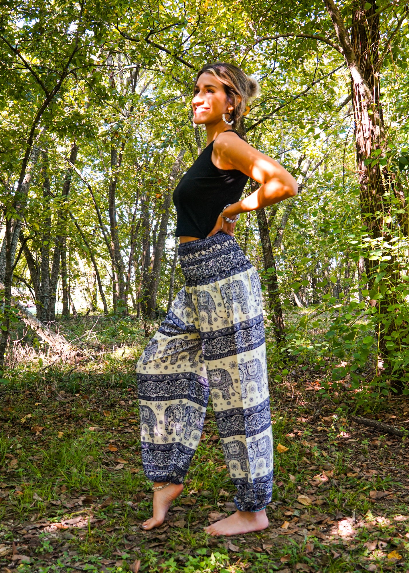 Blue Big Elephant Harem Pants