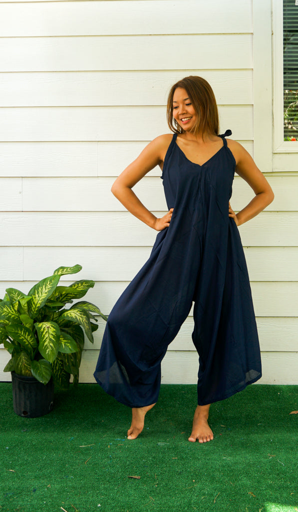 Plain Navy Blue Jumpsuit