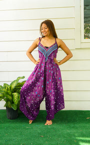 Purple Peacock Feather Jumpsuit