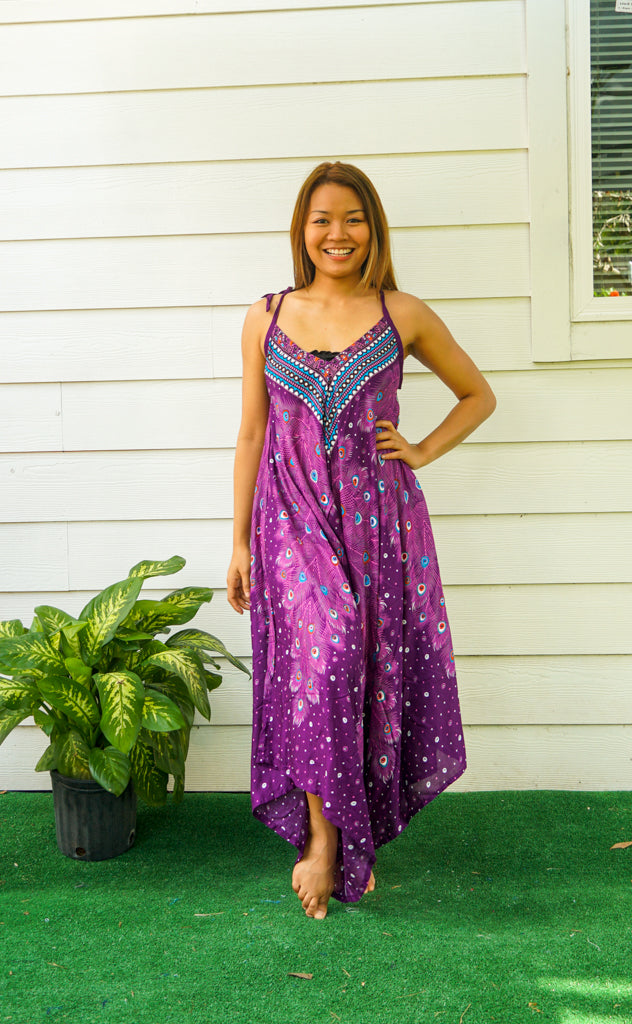 Purple Peacock Feather Jumpsuit