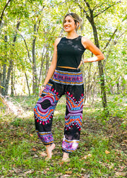 Black Pink Festive Mandala Harem Pants