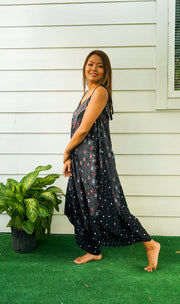 Black Peacock Feather Jumpsuit