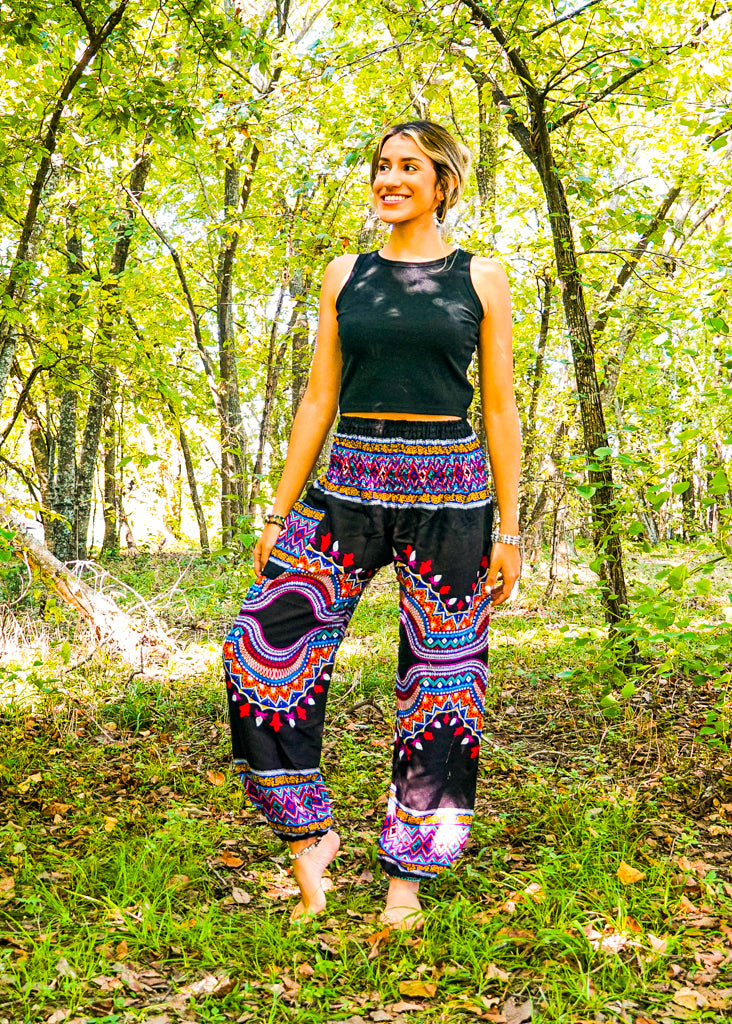 Black Pink Festive Mandala Harem Pants