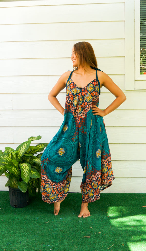 Teal Elephant Mandala Jumpsuit