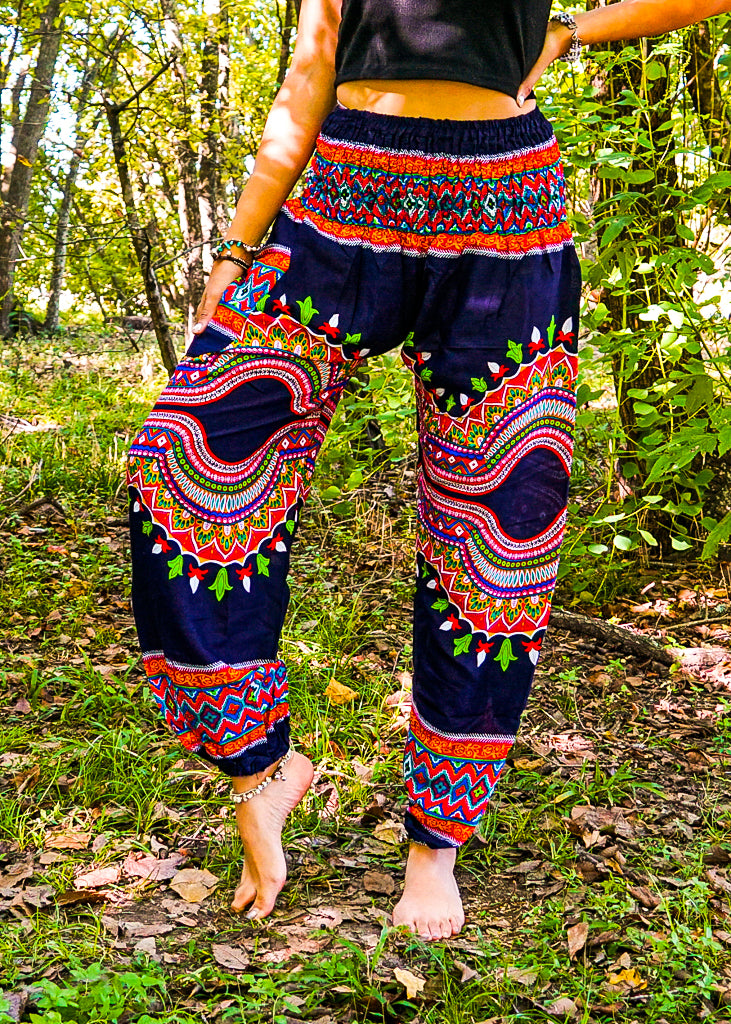 Black Orange Festive Harem Pants