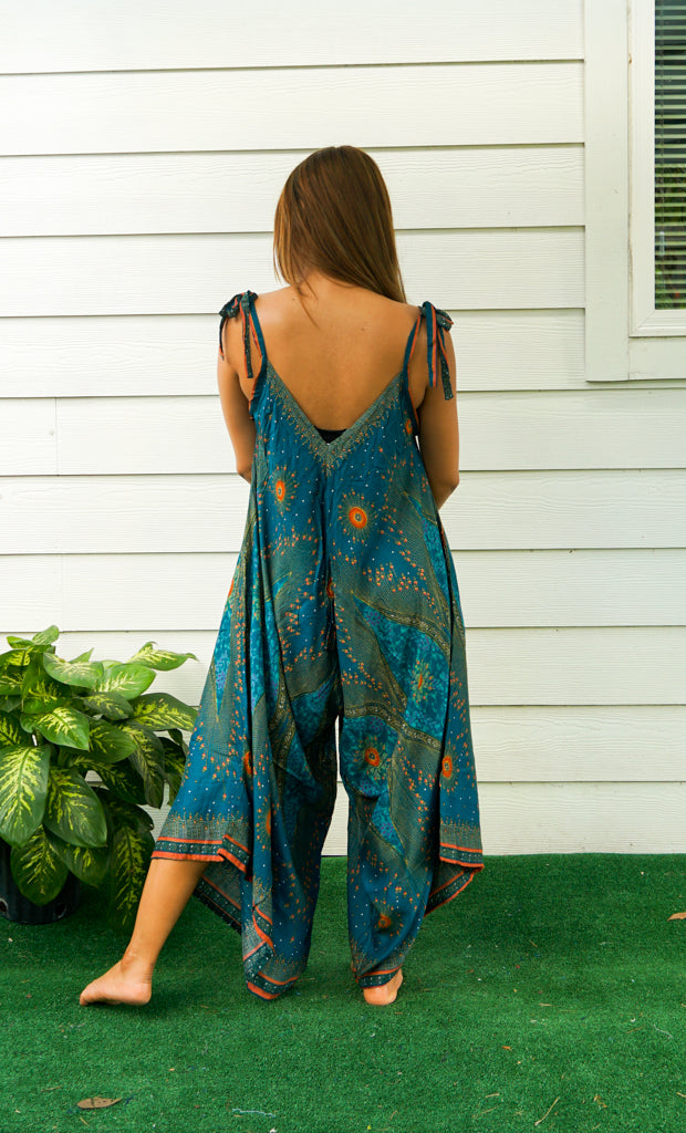 Teal Peacock Eye Jumpsuit Lamsri Bohemian