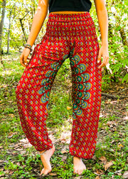 Red Full Moon Chakra Mandala Harem Pants