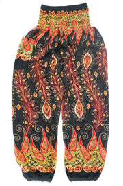 Black Fancy Peacock Harem Pants