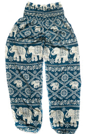 Turquoise Lovely Elephant Harem Pants