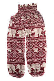 Burgundy Lovely Elephant Harem Pants