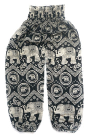 Black Fun Elephant Harem Pants