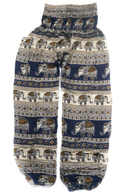 Blue Tribal Elephant Harem Pants