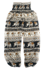 Black Tribal Elephant Harem Pants